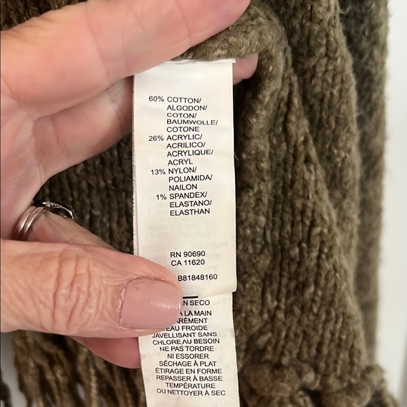 Kensie Olive Knit Cardigan with Fringe - Picture 5 of 5